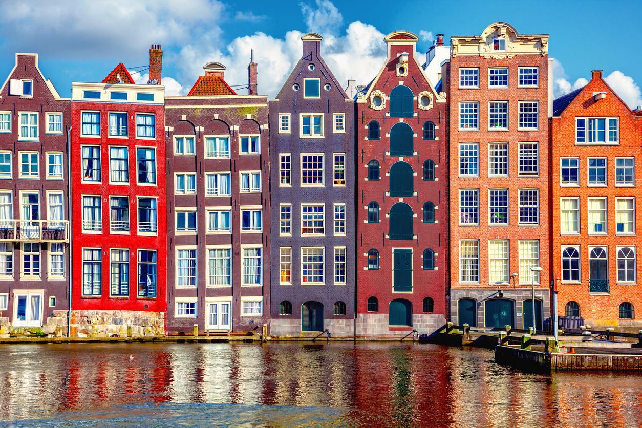 Typische Grachtenhäuser in Amsterdam