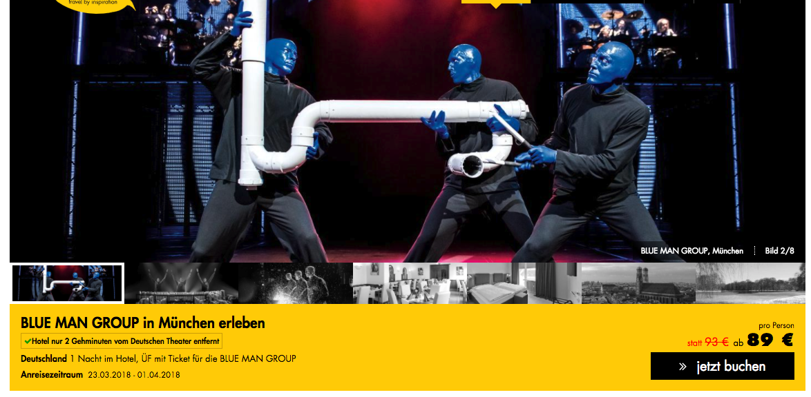 Blue Man Group in Berlin inkl. spitzen Hotel mit Frühstück & Extras für 99€