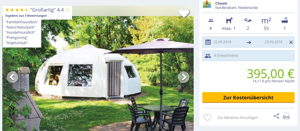 Urlaub im Ufo Haus 1 Woche in Holland schon für 109€ p.P.