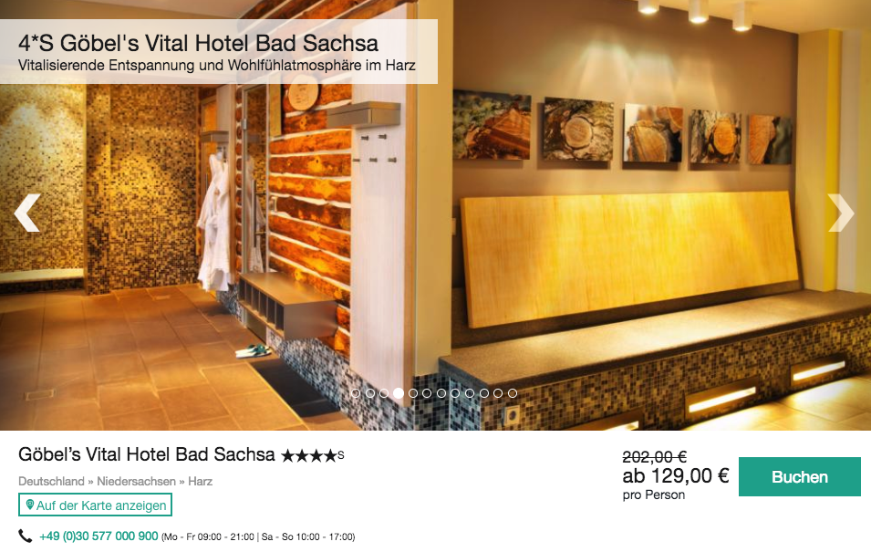 Göbel's Vital Hotel Bad Sachsa 3 Tage Wellness im Harz