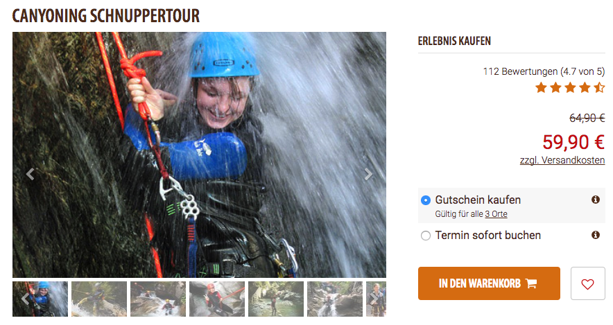 Adrenalin Pur Canyoning in Deutschland schon für 59,90€