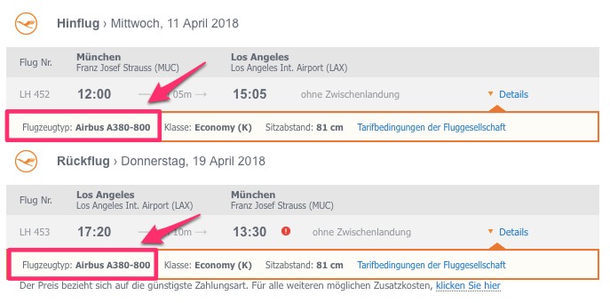 Mit dem A380 von Lufthansa nonstop nach Los Angeles hin und zurück schon für billige 482€