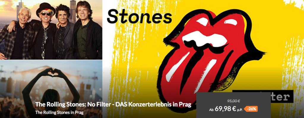 Rolling Stones in Prag Hotel, Frühstück & Tickets für 175€