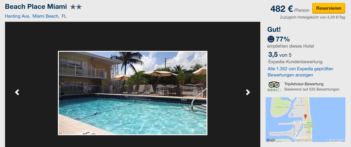 2018: Sommerferien in Miami Beach 1 Woche inkl. gutem Hotel & Flug ab Deutschland schon für 474€
