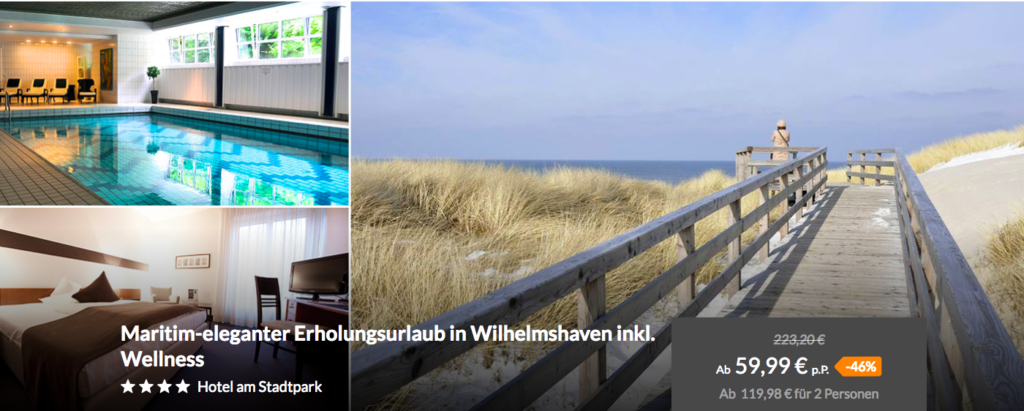 Wellness in Wilhelmshaven 3 Tage im 4* Hotel mit Frühstück, Wellness & Fitness für nur 59,99€