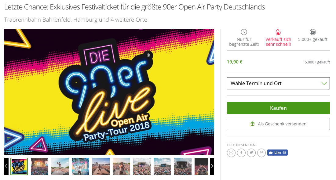 90er Open Air Festival Tickets für die größte 90er Party Deutschlands für 19,90€ (4 Standorte wählbar)