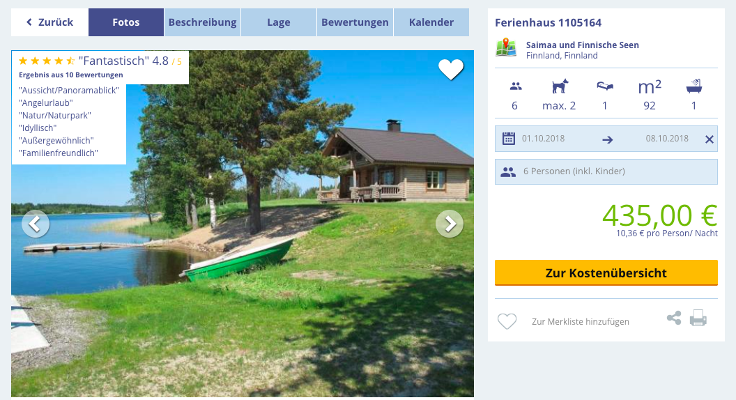 Familienurlaub in Finnland 7 Tage im Ferienhaus am See inkl. Sauna nur 72,50€ pro Person