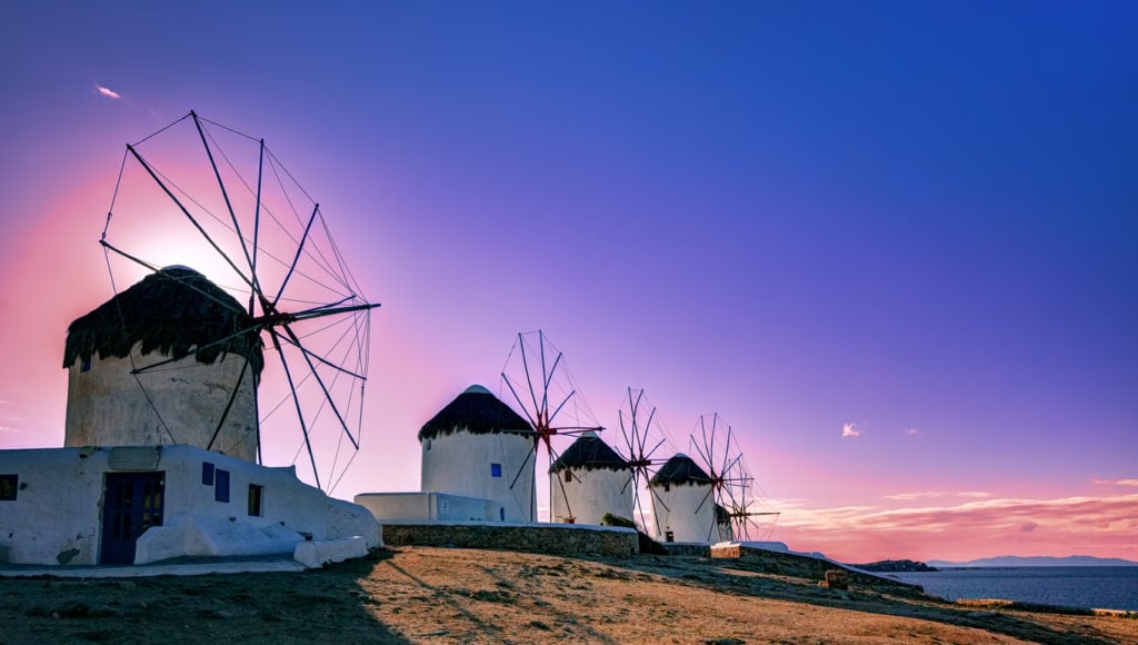 Die traditionellen Windmühlen auf Mykonos