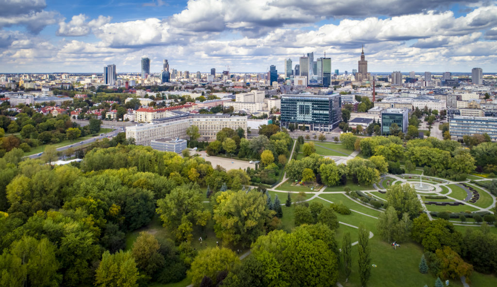 Blick auf das grüne Warschau