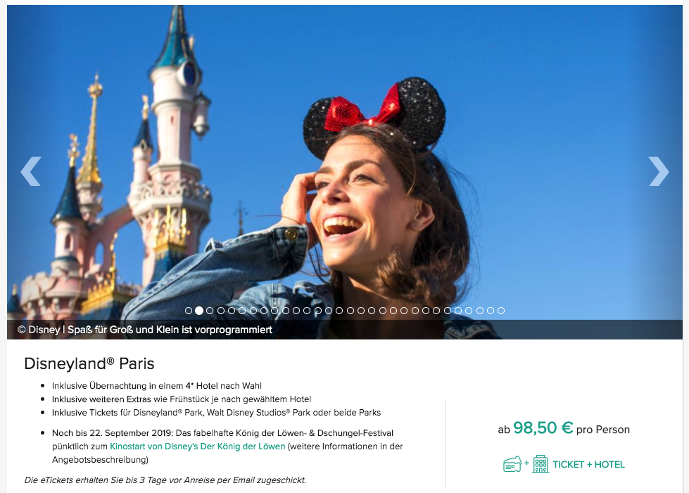 Disneyland Paris Mit Flug Eintritt Und Hotel Disneyland® Paris: 2 Tage inklusive Eintritt & 4* Hotel nur 99€