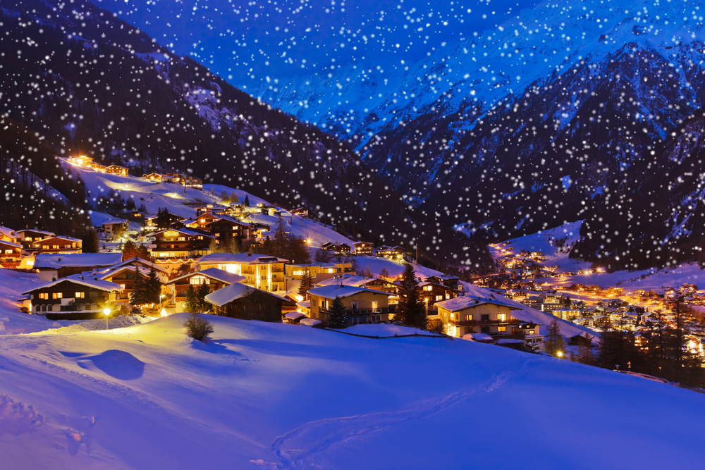 Romantische Atmosphäre im winterlichen Sölden, Tirol