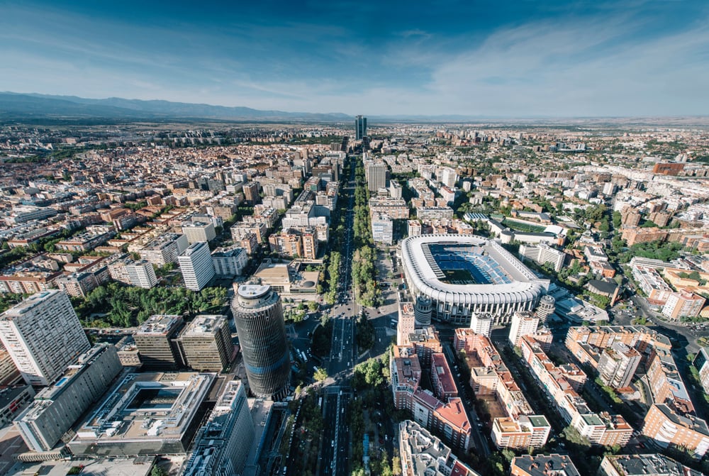 Aussicht auf das Estadio Santiago Bernabéu, Madrid