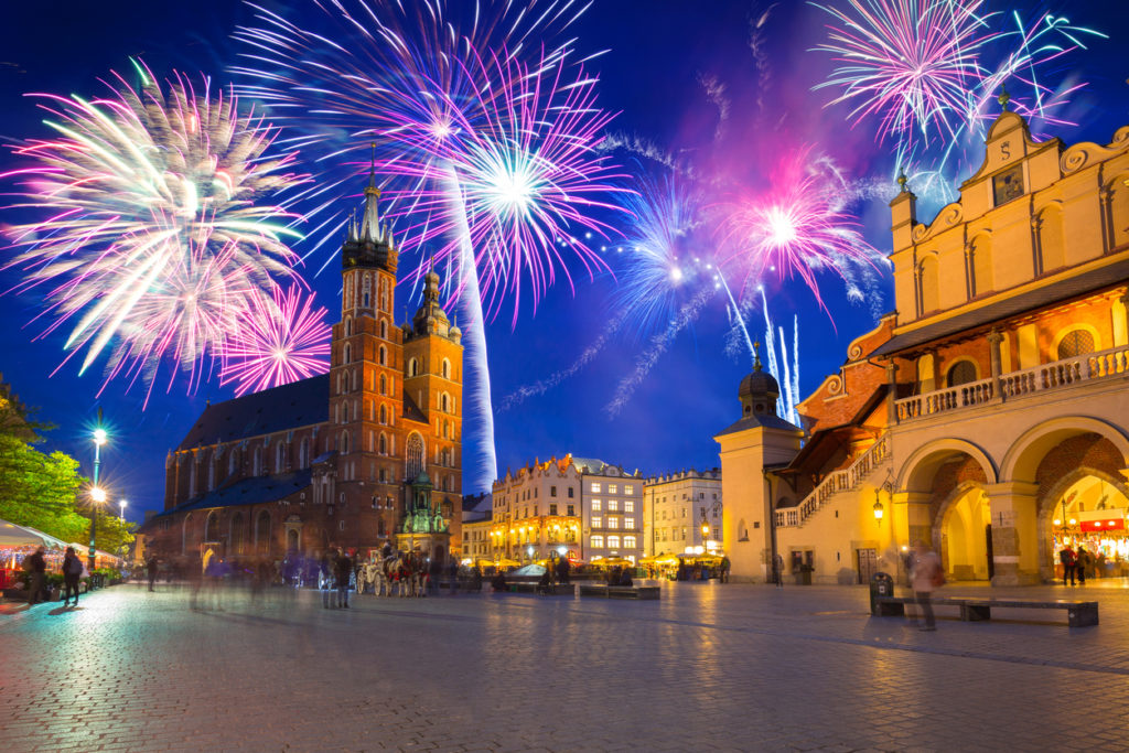 Feuerwerk in Krakau