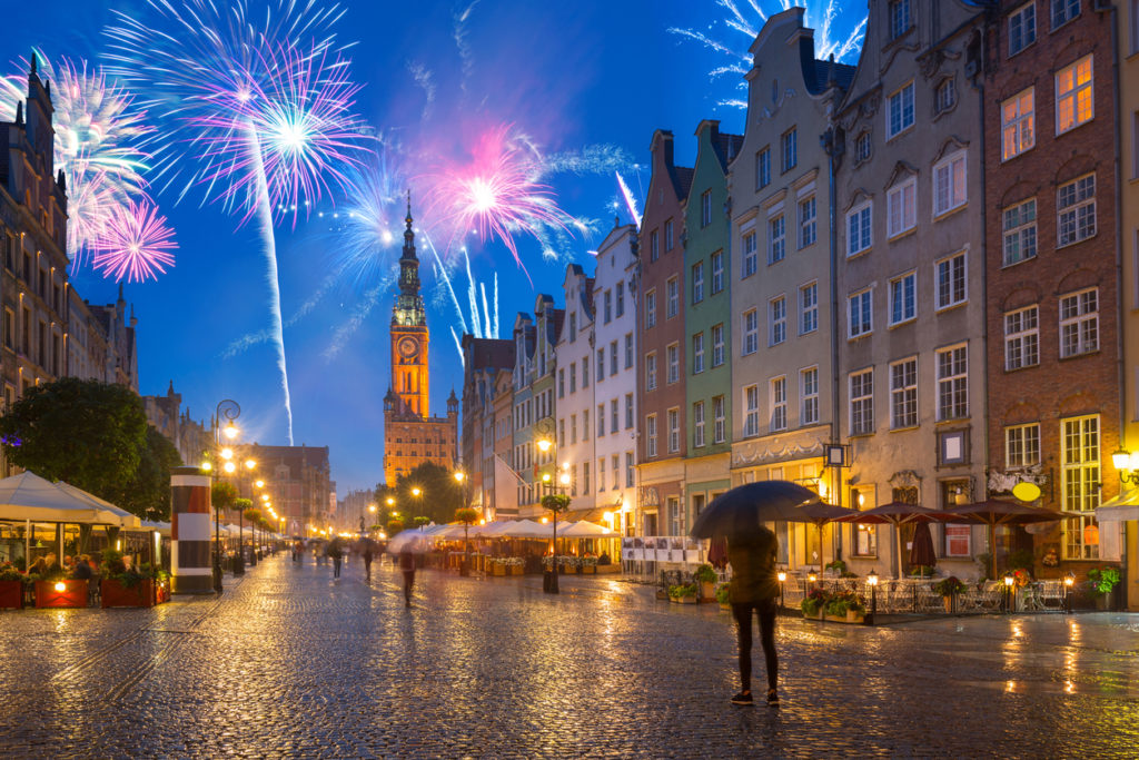 Feuerwerk über der Danziger Altstadt