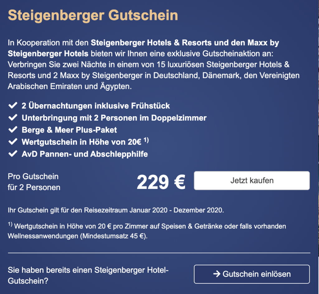 Steigenberger Hotels Gutschein