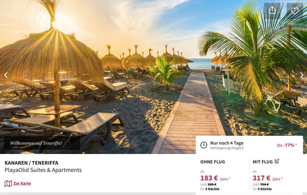 Teneriffa All Inclusive Urlaub - 7 Tage mit top Hotel &amp; Flug - 491€