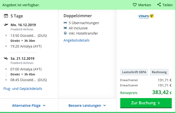 Türkei Schnäppchen