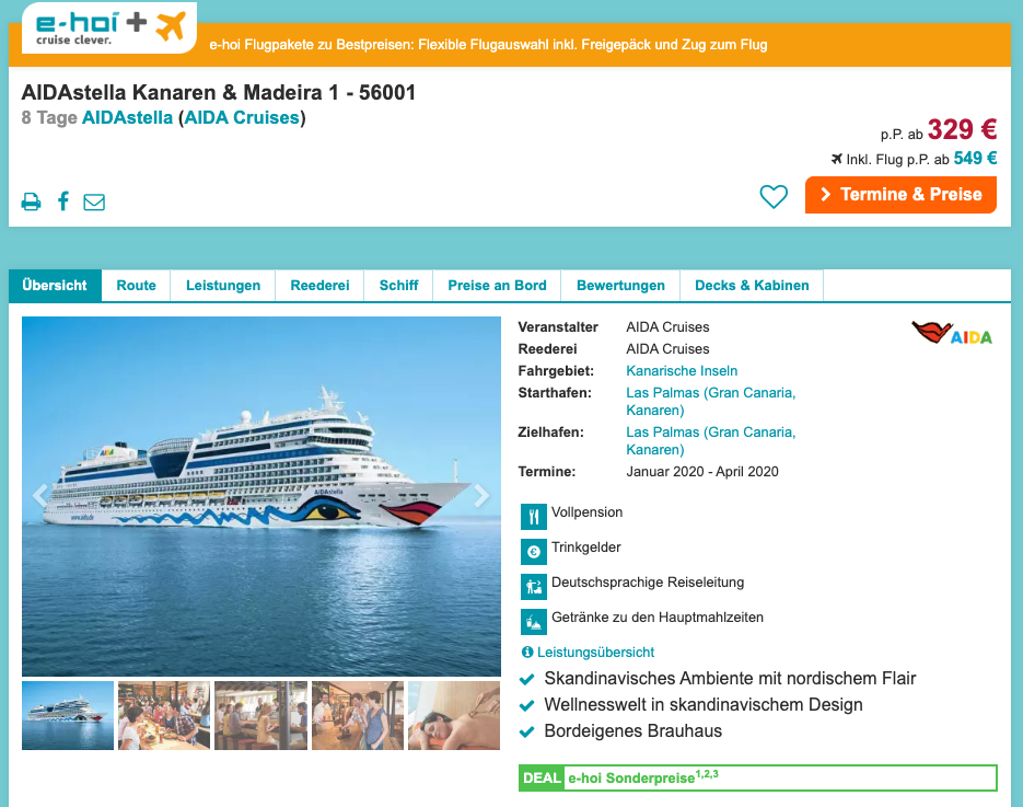 AIDA Kanaren und Madeira Kreuzfahrt