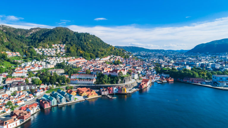 Die Altstadtansicht von Bergen