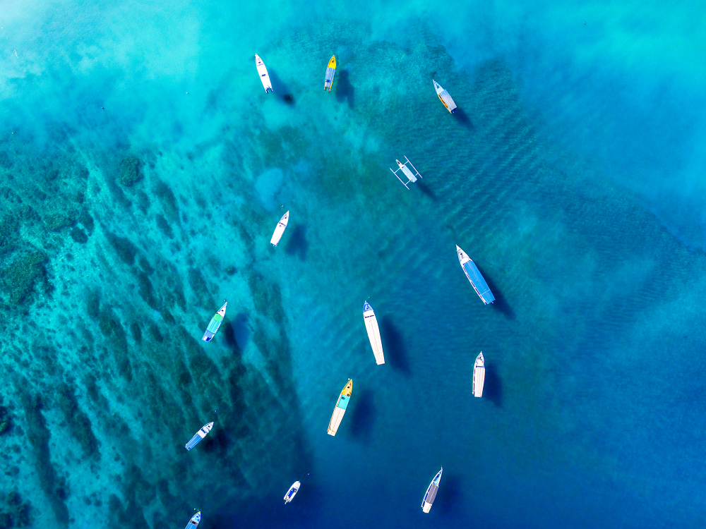 Boote vor den Gili Inseln