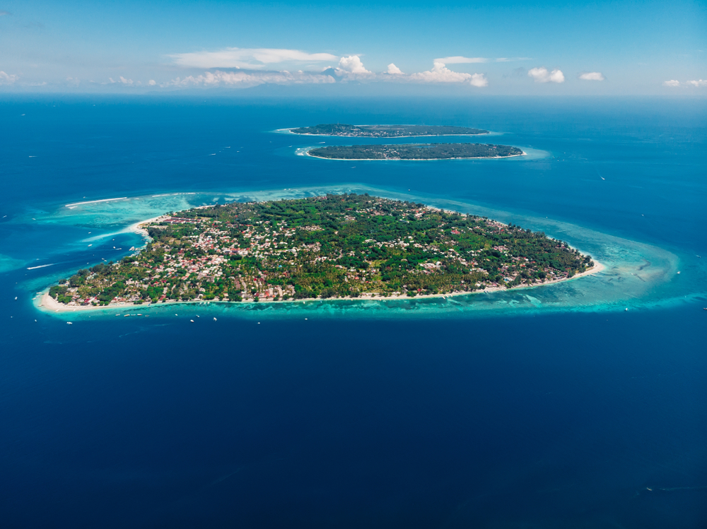 Die Gili-Inseln vor Lombok aus der Vogelperspektive