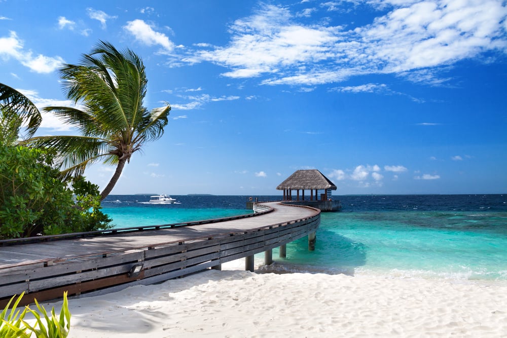 Malediven, Strand, Bungalow