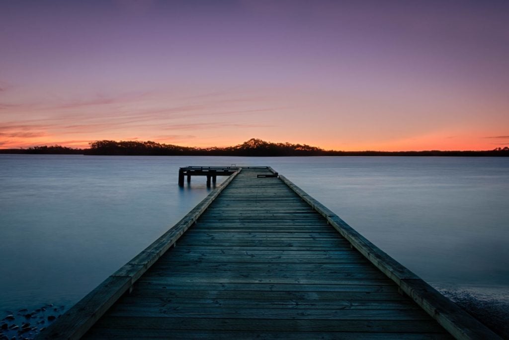 Sonnenuntergang in Strahan, Tasmanien