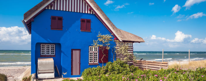 Blaues Strandhaus in Heiligenhafen an der Ostsee