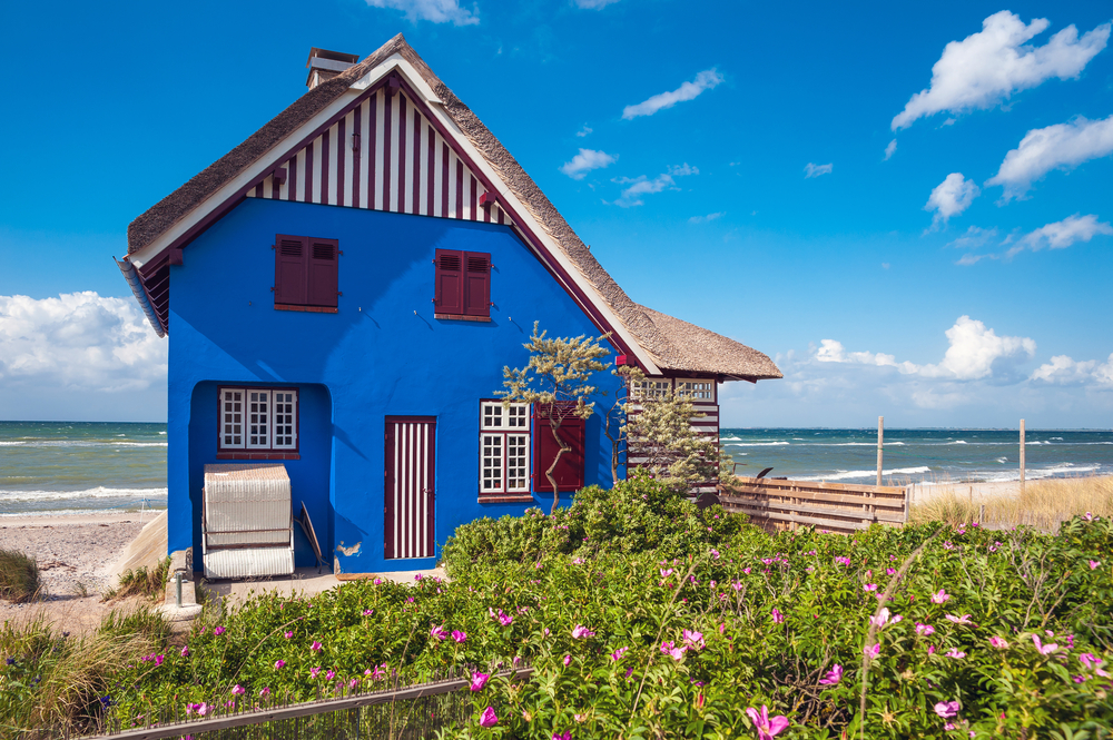 Blaues Strandhaus in Heiligenhafen an der Ostsee