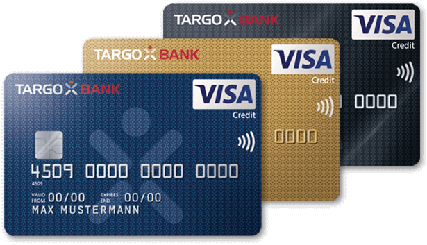Alle drei Targobank Kreditkarten - Classic Visa, Goldkarte und Premium Kreditkarte
