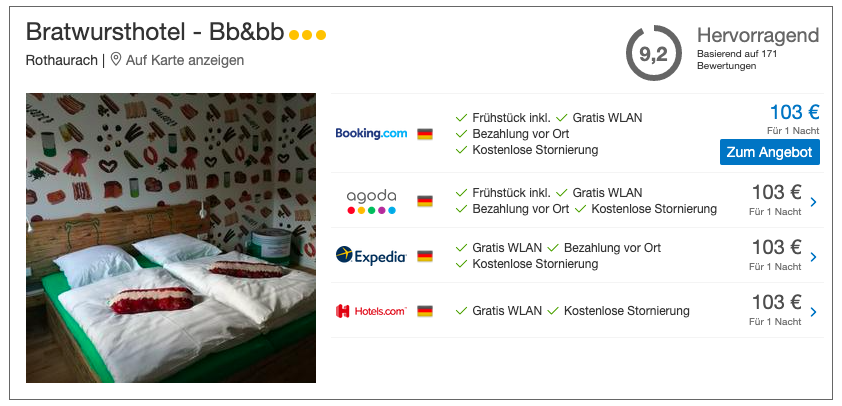 Bratwursthotel in Franken