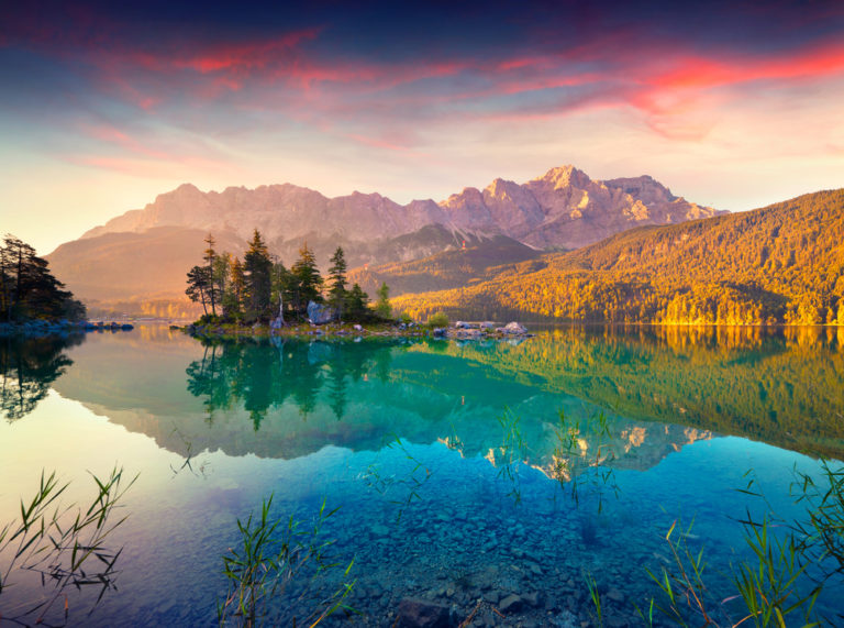 Kurzurlaub am See Eibsee, Bayern, Deutschland