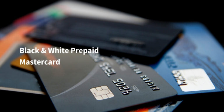 Black White Prepaid Mastercard Schriftzug auf Bild mit mehreren Kreditkarten in unterschiedlichen Farben