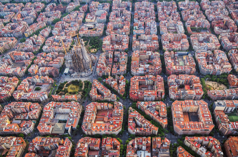 Eixample in Barcelona aus der Vogelperspektive