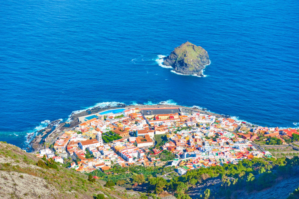Garachico Stadt am Meer auf Teneriffa, Kanarische Inseln, Spanien. Kanarische Landschaft