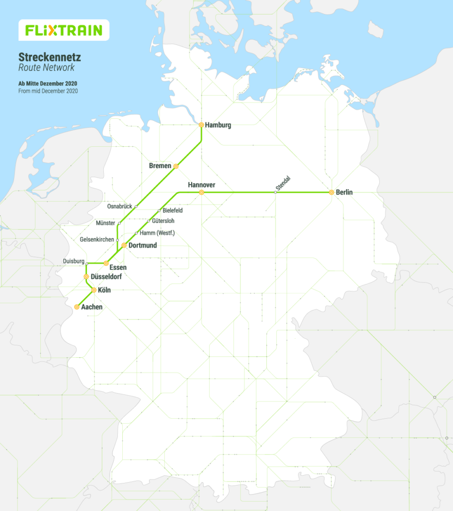 FlixTrain Streckennetz