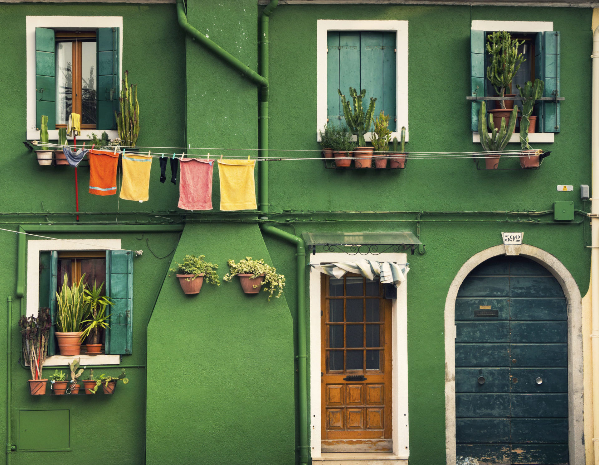 Grünes Haus auf der Insel Burano, Venedig