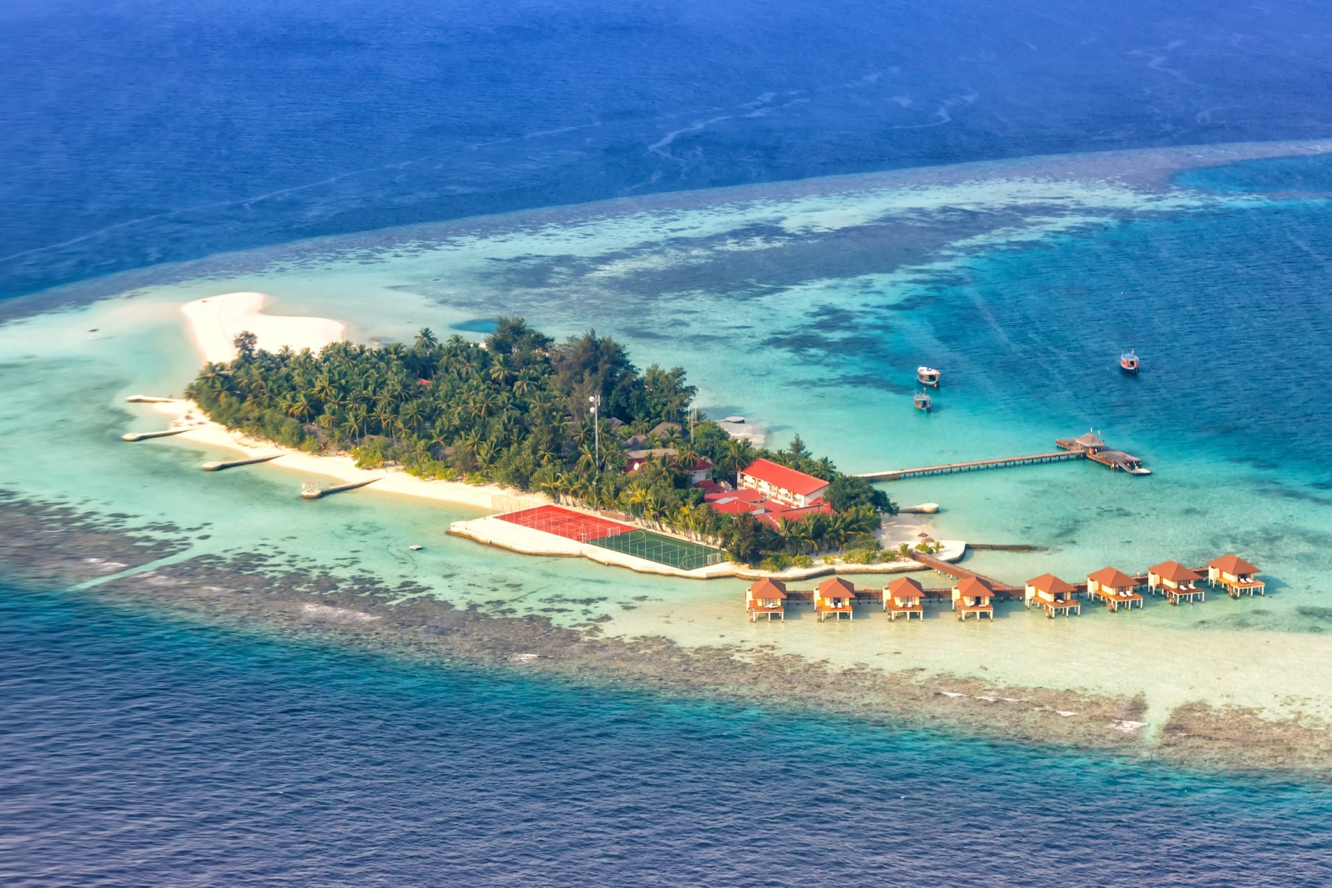 Blick auf Maayafushi, Malediven