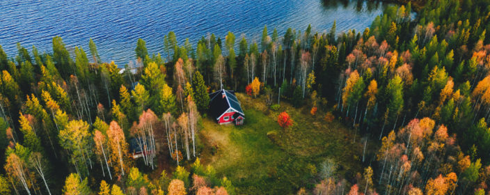 Schweden Blockhütte am Wasser