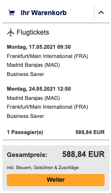 Frankfurt Madrid Business Class
