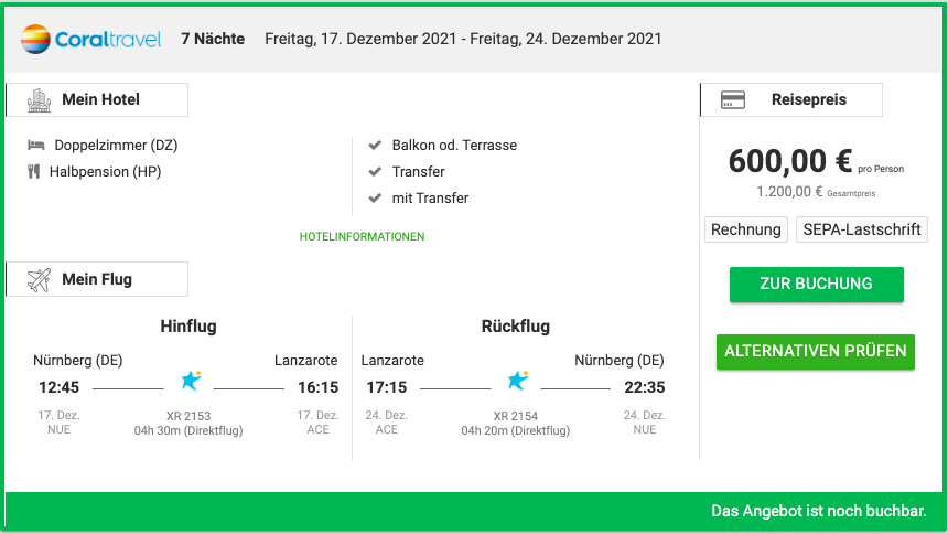 Lanzarote Pauschalreiseangebot