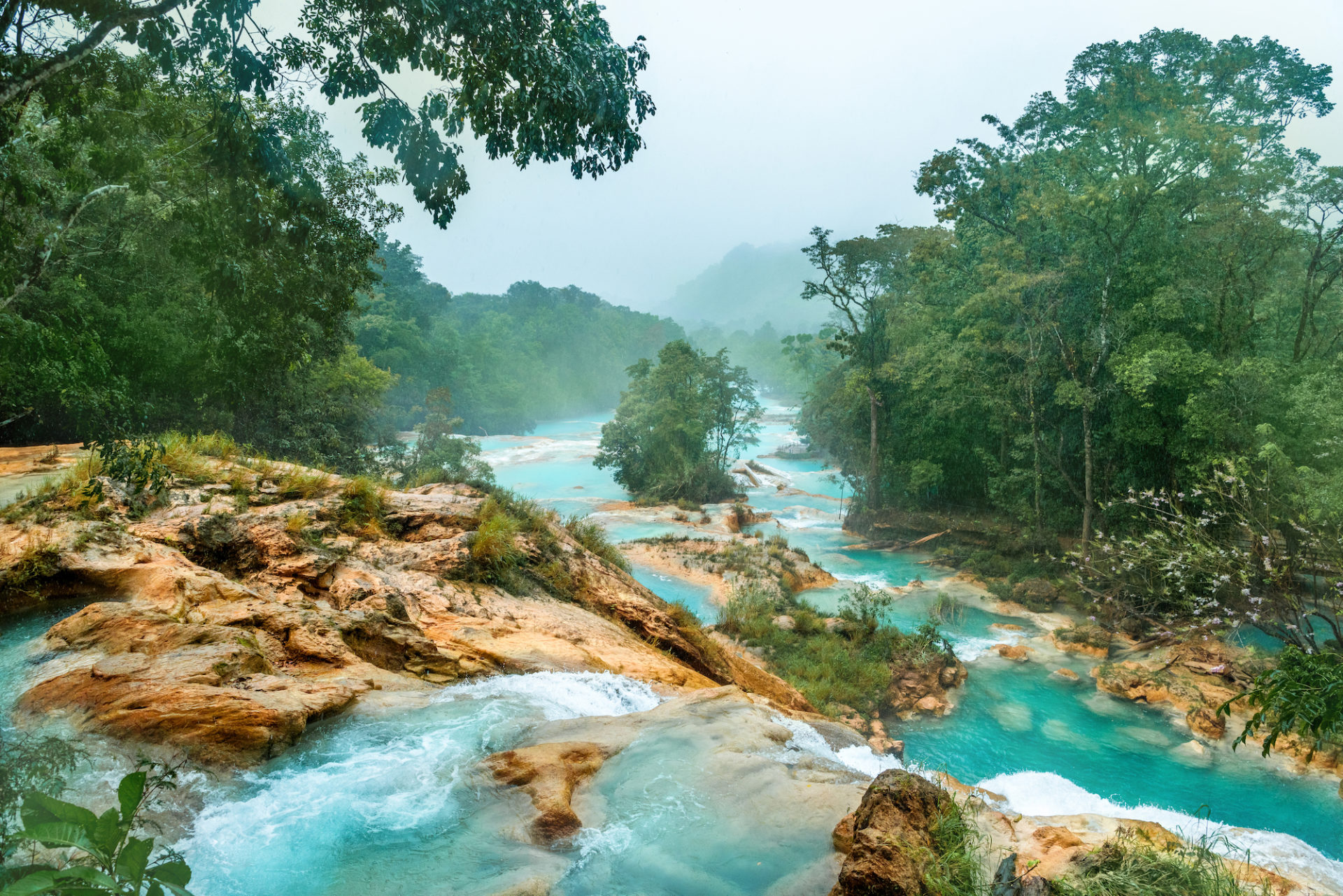Mexiko, Region Chiapas, Wasserfälle Cascadas de Agua Azul