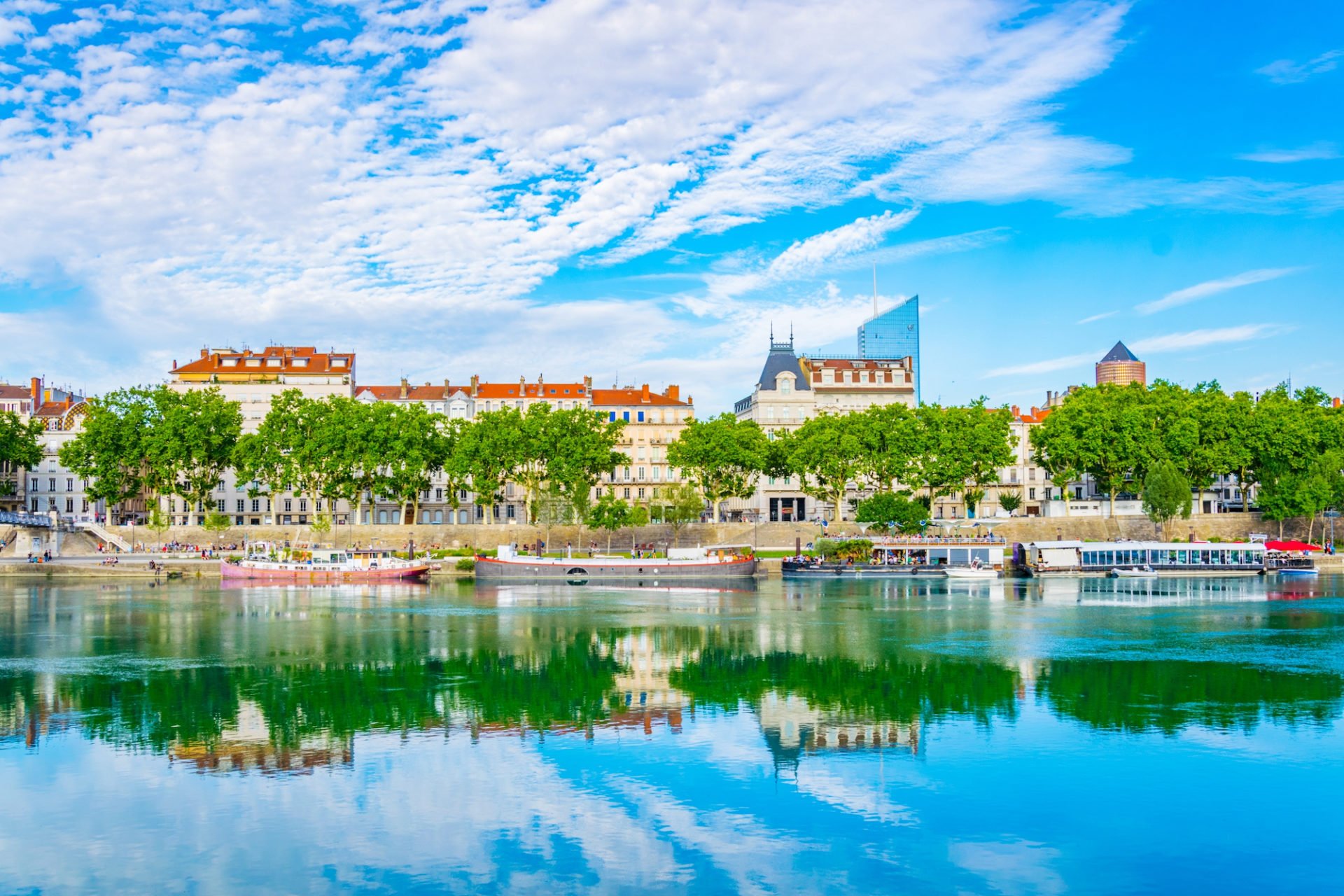 Frankreich, Lyon, Flussufer der Rhône