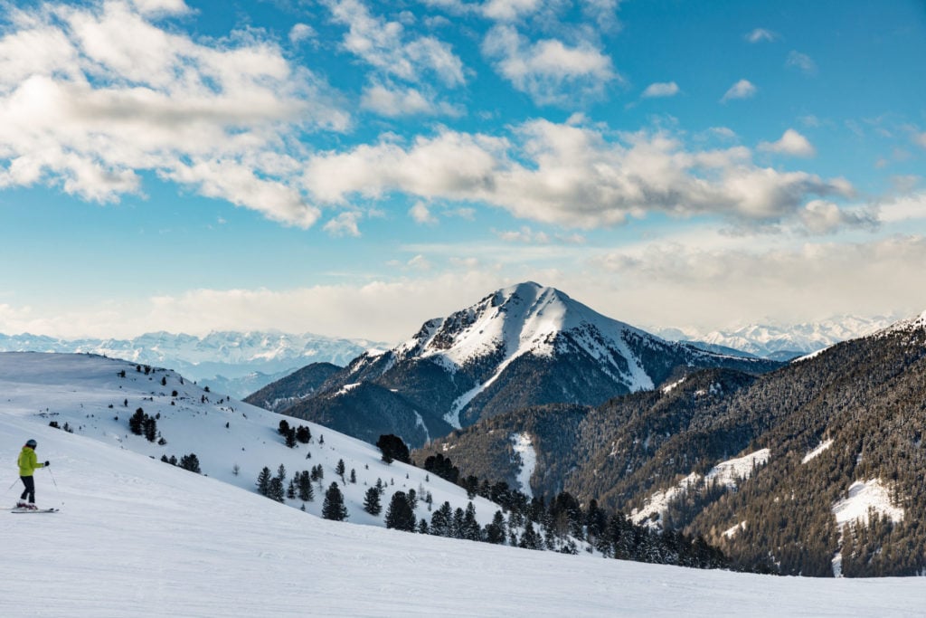 Italien, Südtirol, Obereggen, Skifahren im Winter