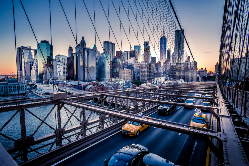 USA, New York, Brooklyn Bridge, Verkehr
