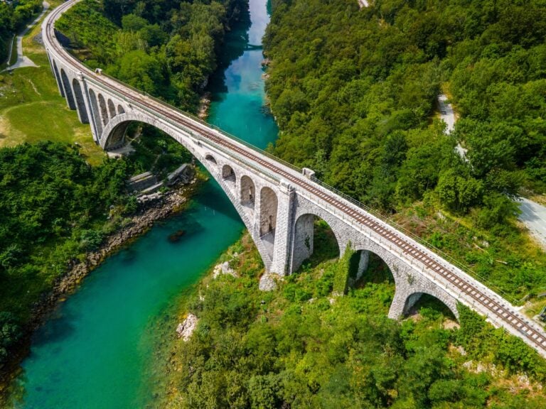 Slowenien, Wocheinerbahn, Solkanbrücke