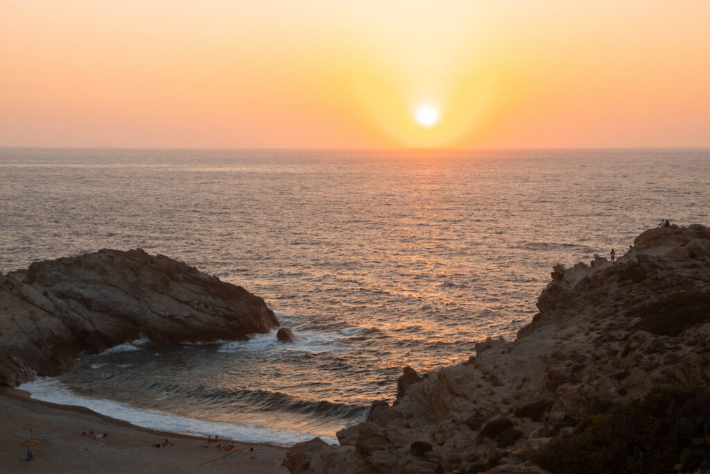 Griechenland, Strand, Sonnenuntergang über Nas