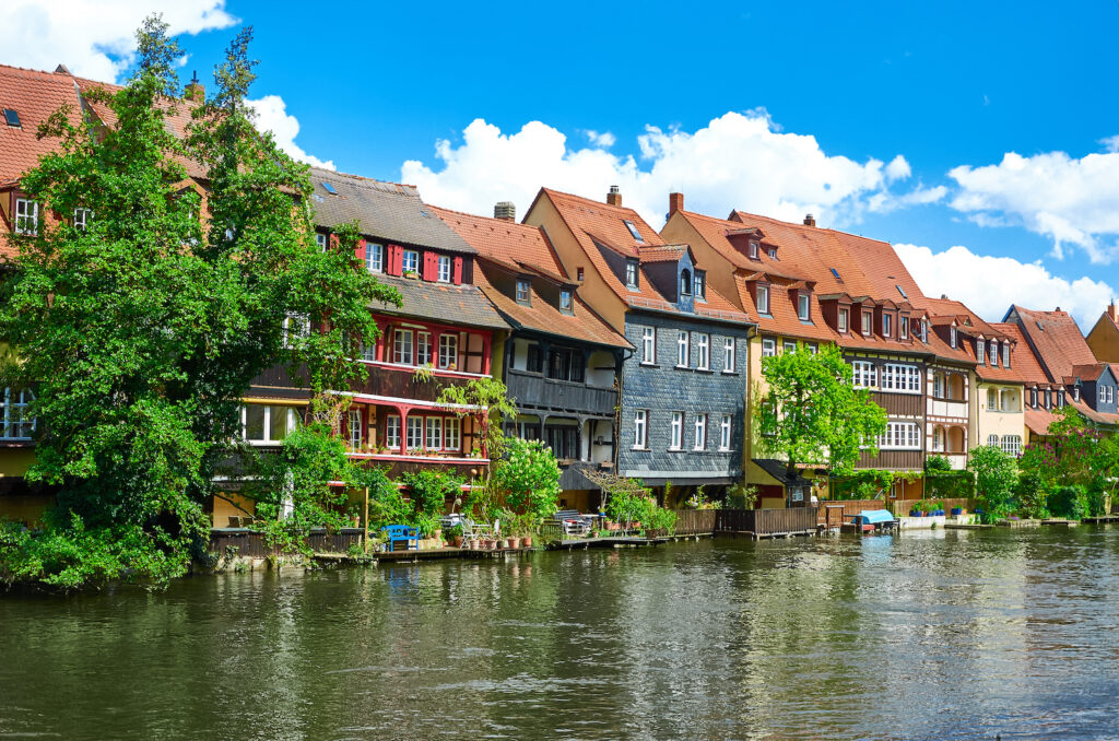Deutschland, Bamberg, Architektur in Klein-Venedig am Fluss Regnitz
