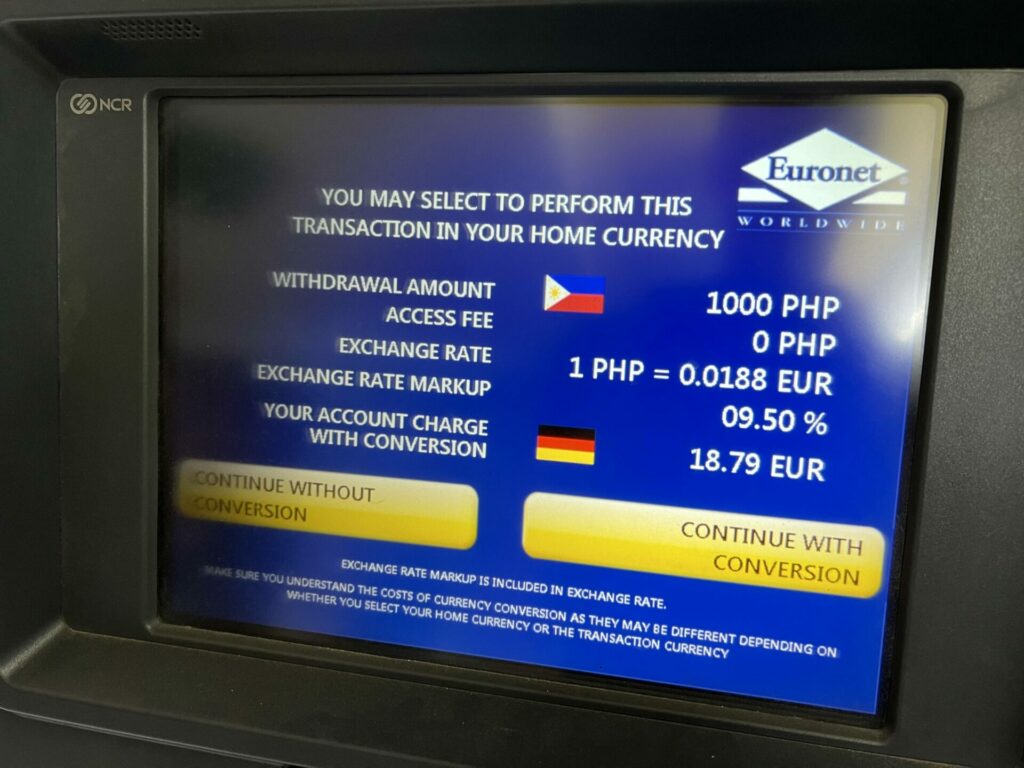 Bargeld abheben Reisekreditkarte, Währungsumrechnung Ausland, Euronet Umrechnungsgebühr, Gebühren beim Abheben vermeiden