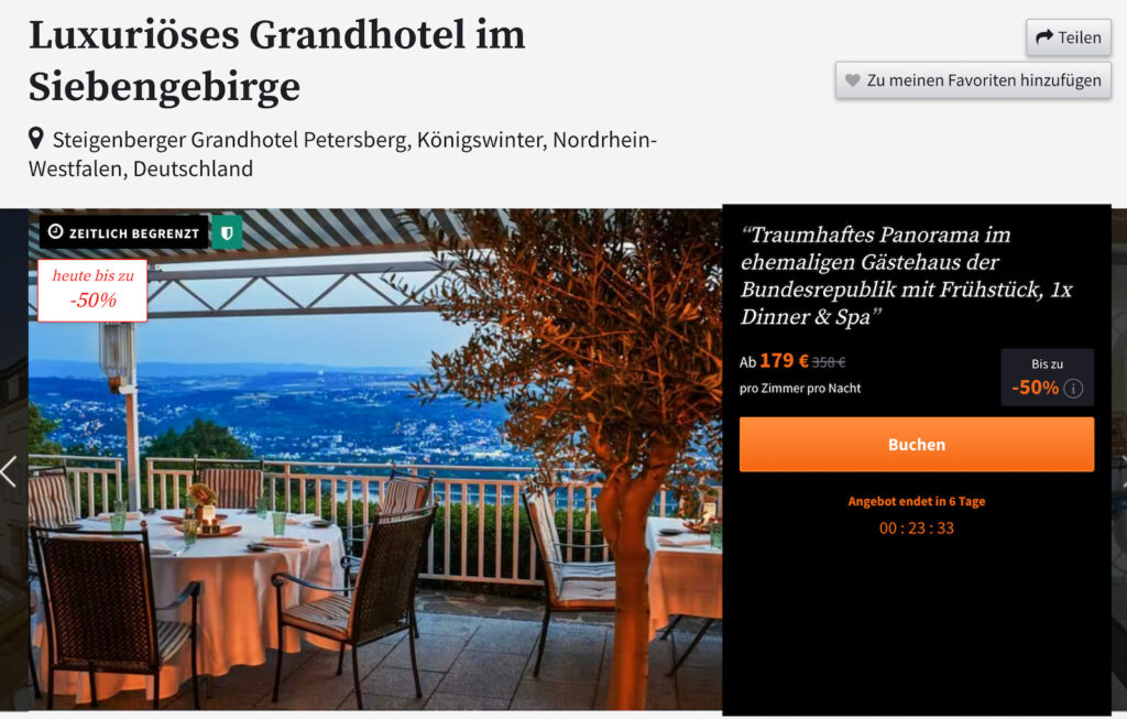Beispiel Deal Steigenberger Grandhotel Petersberg